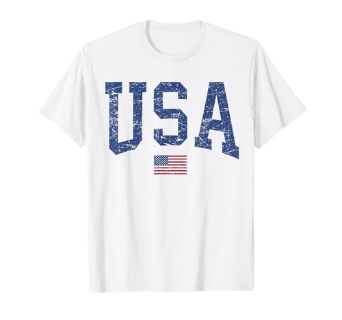 USA Women Men Kids Patriotic American Flag Distressed T-Shirt