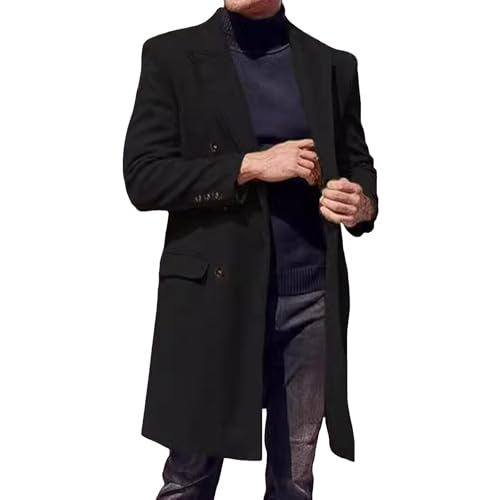 Veste d'hiver style overcoat couleur unie et col côtelé pour homme chic
