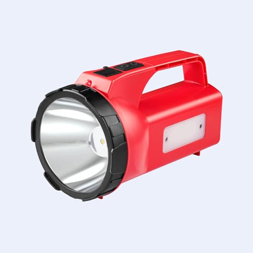 Image of RISING Thunder Gold Rechargeable 5W LED Torch with Emergency Sidelight | 4000mAh Li-ion Battery | Type-C Fast Charging with Power Bank Option| 1KM Long Range Beam | Upto 12 Hours Backup