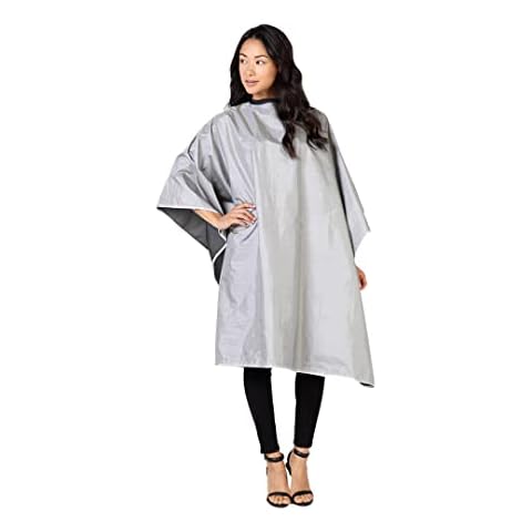 Betty Dain Reversi Reversible Coloring/Styling Cape, Two-Sided Cape, Black Side Has Chemical Proof Finish for Processing, Snap Closure at Neck, 50 x 60 Inches, Silver/Black Cover