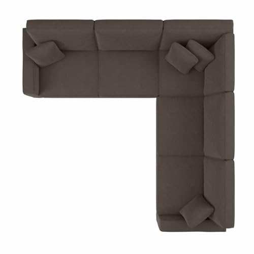 Image of Torque - Moscow 5 Seater (Dark Brown) Corner Fabric L Shape Sofa for Living Room, Bedroom, Office Furniture | 1 Year Warranty