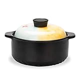 MDZF SWEET HOME Ceramic Casserole Dish with Lid Clay Pot Round Ceramic Cookware, 3 Quart