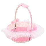 STAHAD Runder Hochzeitskorb Weiß 1 Stück mit Kunststoff und Kissen Blumenkorb für Blumenmädchen Dekoration bei Hochzeitsfeiern