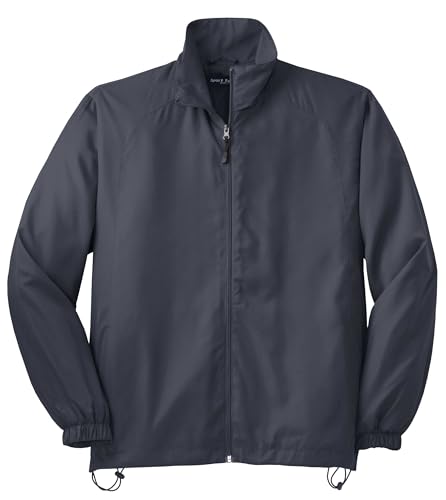 SPORT-TEK Unisex Full Zip Wind Jacket, Graphite, Small