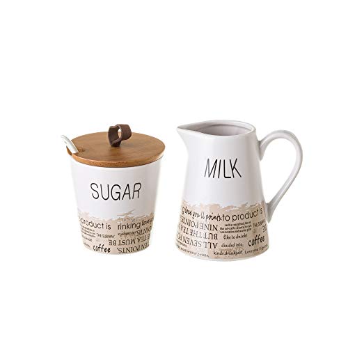 Juego de azucarero y lechera nórdico stoneware de madera blanco - LOLAhome