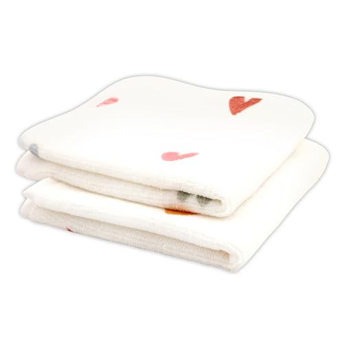 Image of Stephan Baby 2-Piece Washcloth Set - Soft 100% Cotton Velour Terry Cloth, 10 inch Square, Hearts