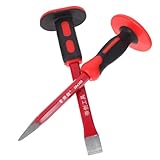 Hemobllo Schwerer 2 Stück Steinmeißel mit Handschutz 30cm Kaltmeißel Flach und Spitzkopf aus...