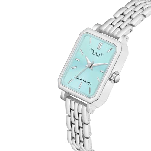 Image of LOUIS DEVIN Silver /Brown /Rose Gold Bracelet Metal Chain Analog Wrist Watch for Women (Blue /Green /Pink /Black /Silver /Brown /Rose Gold Dial) | LD-LS193-CH
