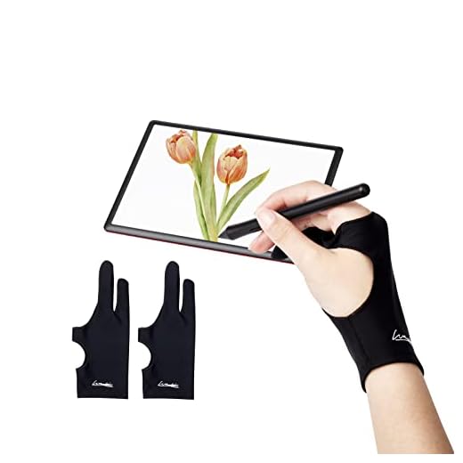 Digital Drawing Glove 2 Pack,Artist Glove for Drawing Tablet,ipad,Sketching,Art Glove with Two Finger for Right Hand and Left Hand （Smudge Guard, Medium,3.15x8.58inch