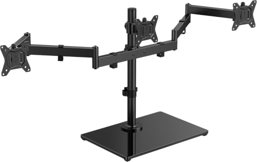 Image of HUANUO Free Standing Triple Monitor Mount for 13-27 Inch Screens