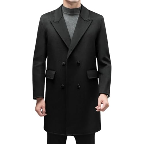 Abrigo largo de lana para hombre con doble botonadura chaqueta de otoño e invierno