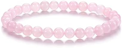 CrystalTears Healing Crystal Bracelet 6mm Natural Gemstone Bead Bracelets for Women Energy Quartz Crystal Stone Stretch Bracelet for Her Christmas Mothers Day Gifts