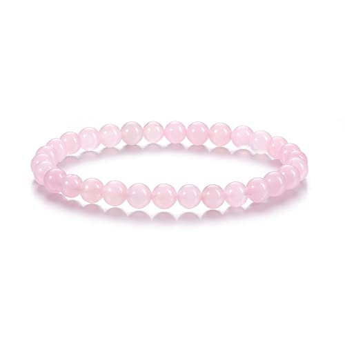 CrystalTears Rose Quartz Healing Crystal Bracelet 6mm Natural Gemstone Bead Bracelets for Women...