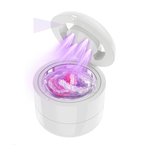 Ultrasonic Retainer-Cleaner 45kHz Retainer Cleanering Machine for Dentures Night Guard Mouth Guard Denture Cleaner for Aligner Braces Jewelry 2 Modes with 180ML Large