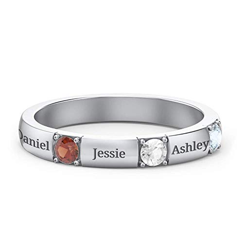 Custom Mother Rings with 3 Birthstones Personalized Name Rings for Women Promise Rings Engraved Birthstone Rings Gift for Mom Family Rings for Grandmother