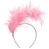 GHGMAO 1920s Feather Fascinator Headband for Women Kentucky Derby Headpiece Gatsby Fascinator Hats Feathers for Cocktail Wedding Tea Party (Pink)