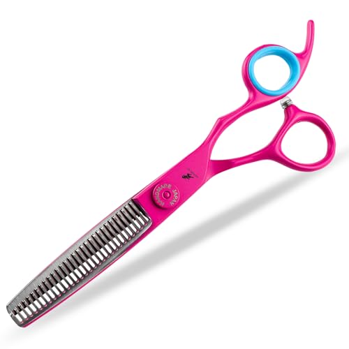 Forbici per capelli rosa da 15,2 cm, con vite alta, per sfoltire le forbici da taglio, forbici per denti (forbici per sfoltire)