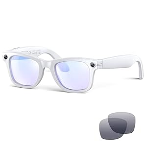 AI Smart Glasses for Men Women with Camera,8MP 2K HD Camera Glasses,AI Voice Control and Translation,Smart Anti-Blue Light Glasses with Bluetooth Call,IP67 Waterproof for Driving,Outdoor,+2 Lenses.