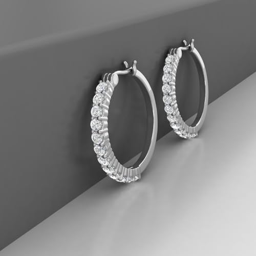 1/4 to 3/4 Carat Natural Diamond Hoop Earrings in 10K Gold or in Platinum 5