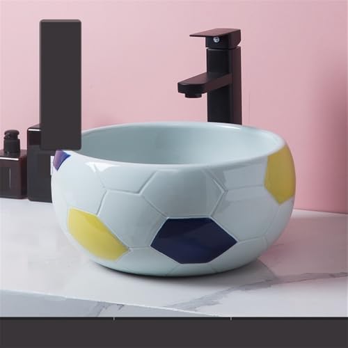 Lavabos de baño redondos lavabo moderno cerámica esférica sobre encimera compacta 32 x 17 cm 4
