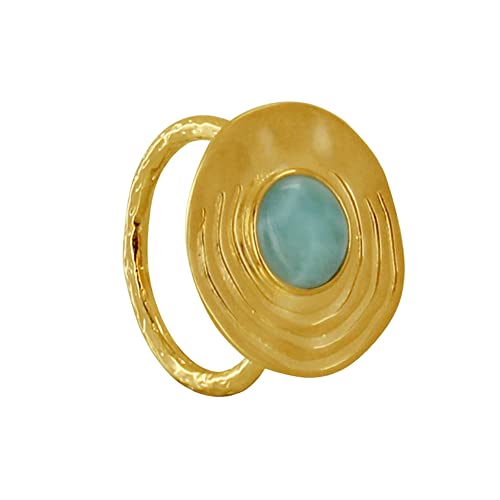 Bague Larimar médaille or Les Poulettes : le cadeau d'anniversaire idéal pour elle
