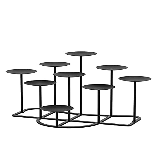 smtyle DIY 9 Mantle Candelabra Flameless or Wax Candle Holders for Fireplace with Black Iron Decoration on Desk/Floor