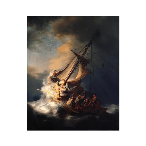Peinture Christ sur la mer de Galilée pour grand décor de salon vintage