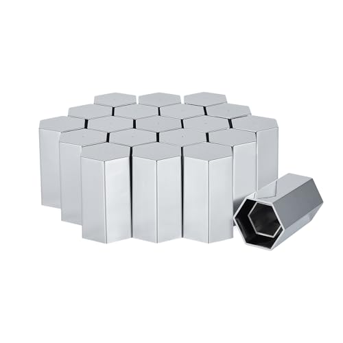 Cabtherlyn 33mm x 3 1/2 Lug Nut Cover ABS Chrome Plastic Rhomboid Nut Cover Push-On fit Hub Piloted Wheels Complete Axle Cover Kits Lug Nut Covers for Semi Trucks Trailers 20 Pack
