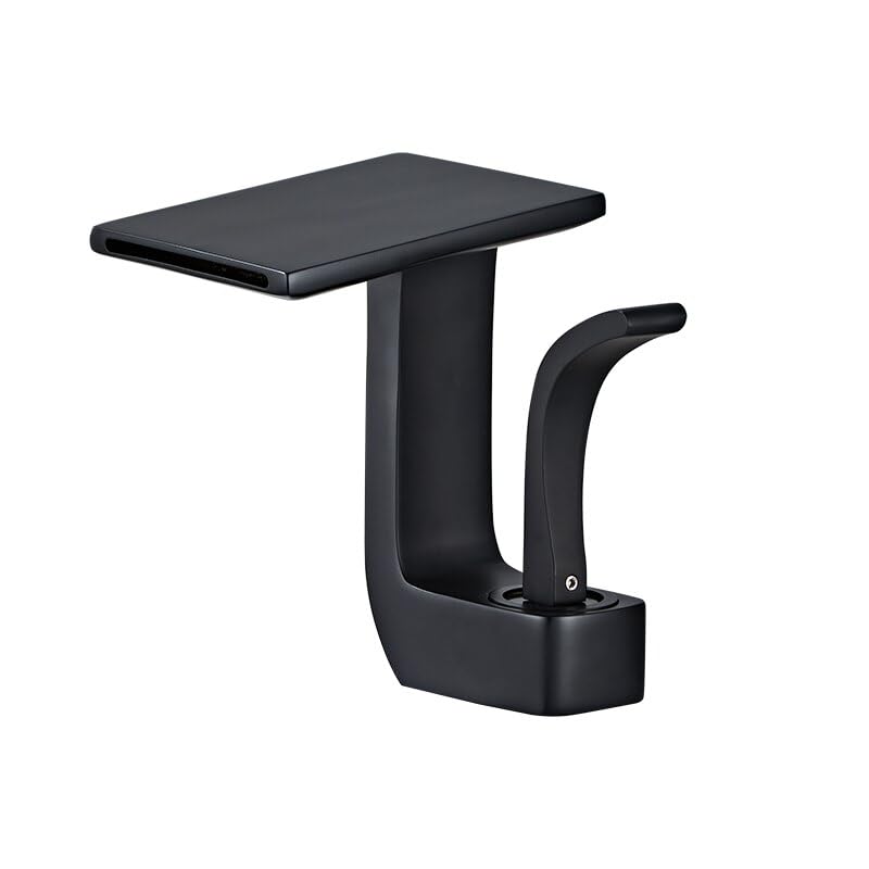 Robinet de bassin à cascade en laiton noir mat pour une salle de bain moderne chic
