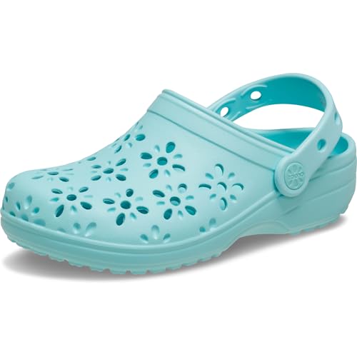 Image of Crocs Unisex-Child Classic Clogs with Floral Cut Out Design, Kids and Toddler Shoes