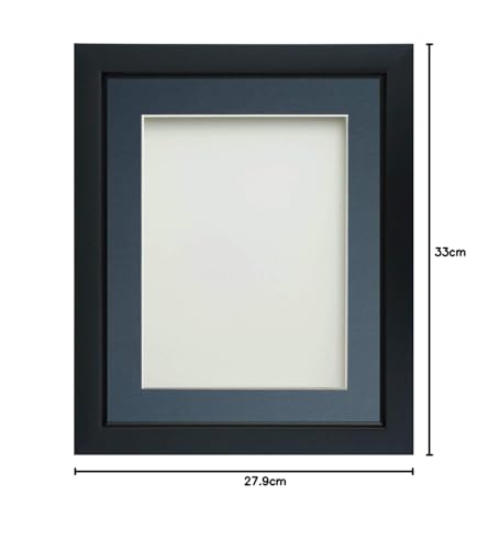 Frame Company Ainsworth Range Black 12x10 inch Picture Photo Frame with Blue Mount for Image 9x7 inch * Choice of Sizes* Fitted with Real Glass - Image 2