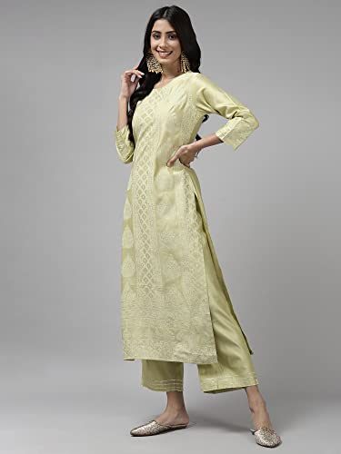 Image of INDO ERA Women Viscose Kurta with Sharara & Dupatta (Liva Kurta Set 3672L Sea Green L)