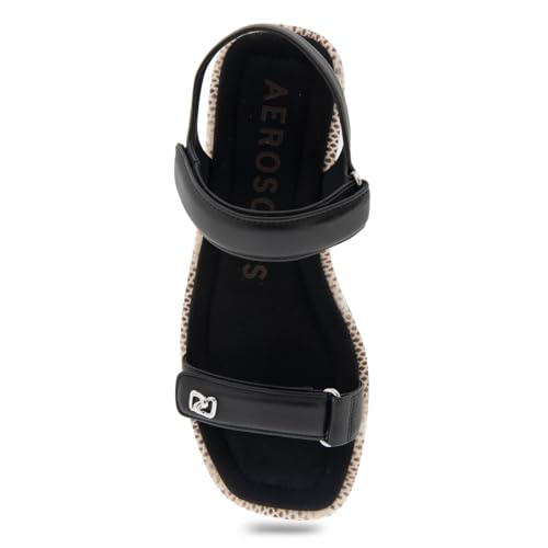 Sandale plate Bruna Aerosoles cuir noir 41 soulage les pieds sensibles