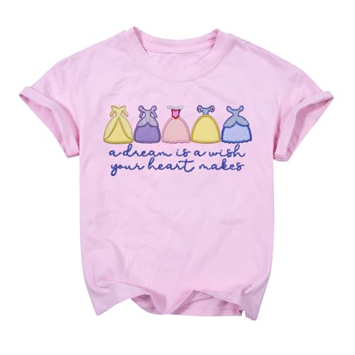 Princess Girls Shirt Magical Shirts for Toddler Embroidered Dress Graphic T Shirt Holiday Vacation Tee Tops