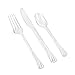 Hanna K. Signature 240 Count Plastic Silverware Heavyweight Clear Combo, Disposable Flatware Crystal Clear Elegant Cutlery