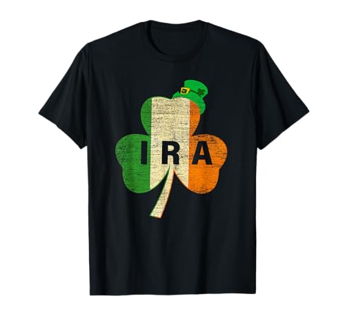 St Patricks Day IRA Vintage Ireland Flag Irish Luck Shamrock T-Shirt