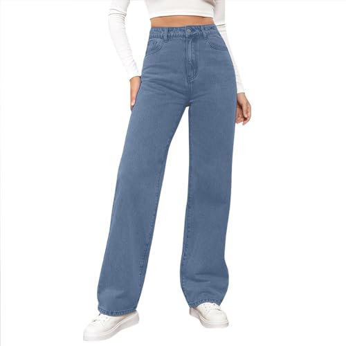 Straight Leg Jeans for Women Baggy Boyfriend High Waisted Wide Leg Jeans Stretchy Cute Cowgirl Denim Pants Streetwear