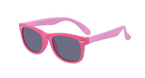 ALWAYSUV Occhiali da sole polarizzati per bambini flessibili in gomma ragazzi ragazze bambino bambino età 0-2 anni rosa rosa rossa e rosa