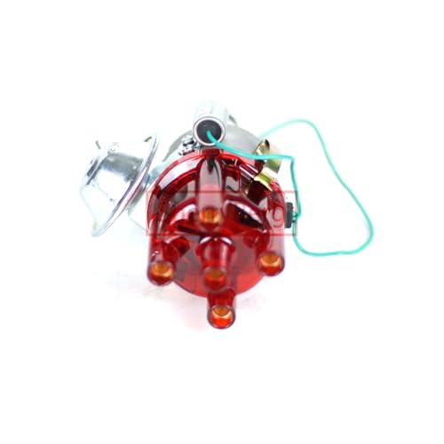 Point Ignition Distributor Compatible For VOLVO B20B BLVO VACUUM ADVANCE CCW Red/Blue/White/Gold/Black Transparency Cap(RED Transparency)