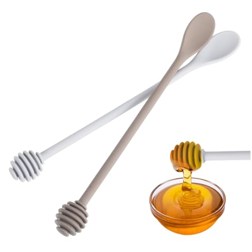 MAGICLULU Silicone Covered Nylon Spoon Honey Stirring Spoon Long Thin for Kitchen