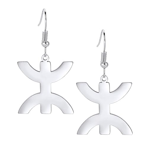 TEAMER Collier en acier inoxydable symbolisant l'Afrique et les Berbères Amazigh ⵣ Letter Ethnic Amulet Bracelet Bague Berbère Boucle d'oreille Bijoux...