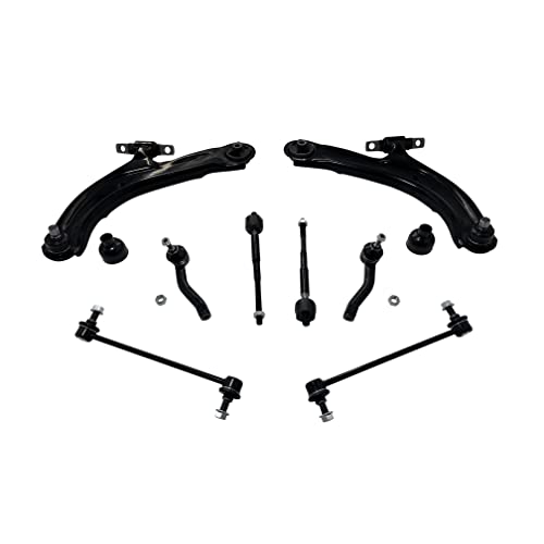 Totlle Front Lower Suspension Kit Control Arm With Ball Joint Front Sway Bar End Link Outer Inner Axial Rod Tie Rod End Replacement Chassis Part For 2007-2012 Nissan Sentra K620374 K620373 8Pcs #TOP8