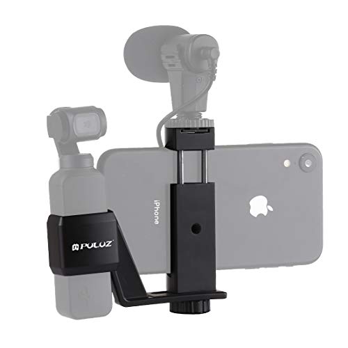PULUZ DJI Osmo Pocket用ブラケット メタル電話クランプマウント+ DJI OSMOポケット用拡張固定スタンドブラケット外付けマイクとLEDビデオライトサポート Osmo Pocketアクセサリー (黒 Osmo Pocket用ブラケット
