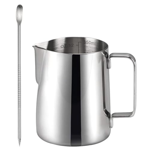 Catálogo para Comprar On-line Jarras para cafetera - 5 favoritos. 47 MXHIGO Jarra para Espumar Leche con Línea de Escala Interior y Latte Pen, 350ml/12oz Taza Jarra de Vapor Exprés de Acero Inoxidable, Perfecta para Cafetera Espresso, Barista,...