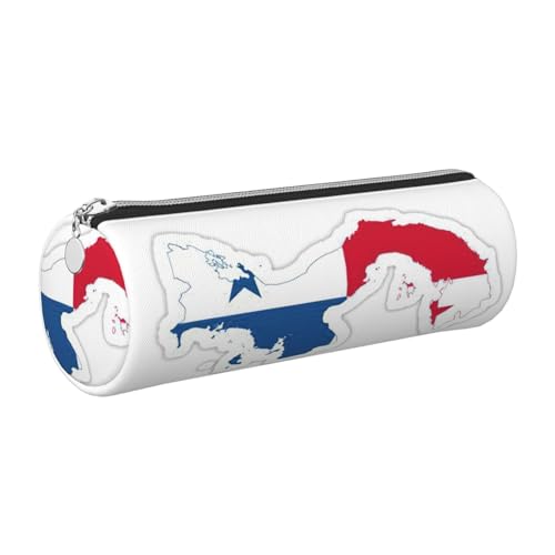 Estuche de piel con diseño de mapa de la bandera de Panamá, respetuoso con el medio ambiente, cierre suave, soporte cilíndrico de gran capacidad, Silver, Talla única, Tarjetero
