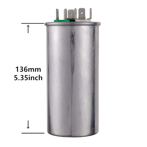 BOJACK 80+5 uF 80/5 MFD ±6% 370/450 V AC CBB65 Dual Run Circular Start Capacitor for AC Motor Run or Fan Start or Condenser Straight Cool or Heat Pump Air Conditioner