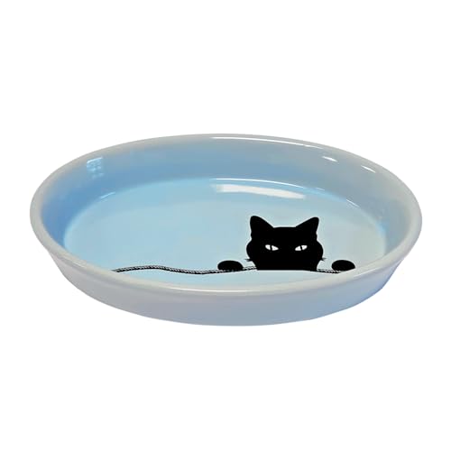 Nobby Katzen Keramik Schale oval Wilson hellblau 17 X 11 X 2,5 cm, 120 ml