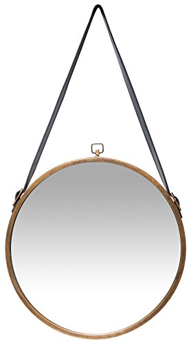 Infinity Instruments 15532A Rustic Farmhouse Circle 16 inch Round Hanging Wall Mirror, Brown