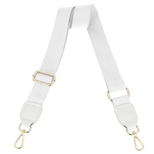 Image of uxcell Wide Shoulder Strap, 3.8cm Adjustable Purse Strap Replacement Crossbody Strap for Shoulder Bag Handbag, White, Gold Square Mouth Buckle