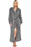 Alexander Del Rossa Women's Soft Plush Fleece Hooded Bathrobe, Full Length Long Warm Lounge Robe with Hood